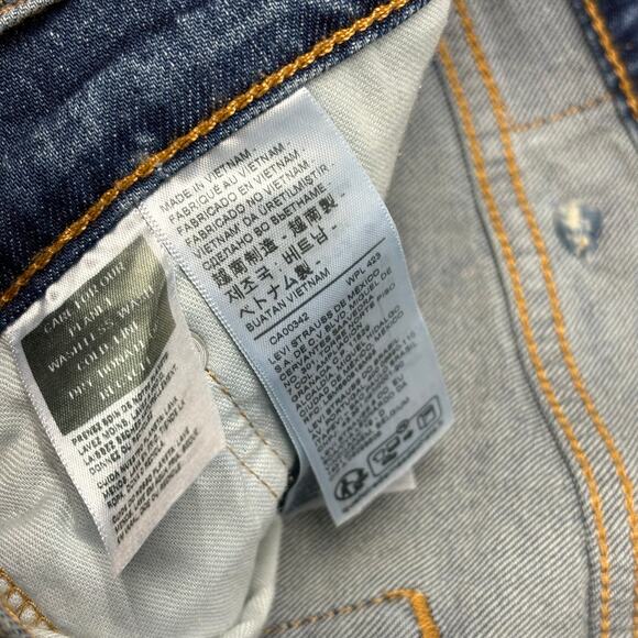 Levis 505 Red Tab Blue Mens 38x30 Regular Straight Stretch‎ Mid Wash Denim Jeans - Picture 12 of 12